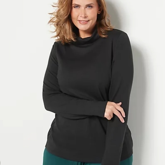 MOTTO Your Style Mantra QVC Black Long Sleeve Turtle Neck Blouse - Picture 1 of 7